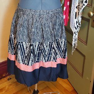 Navy and Pink A-Line Skirt